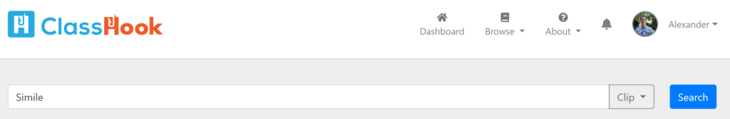 The search bar on the user dashboard.
